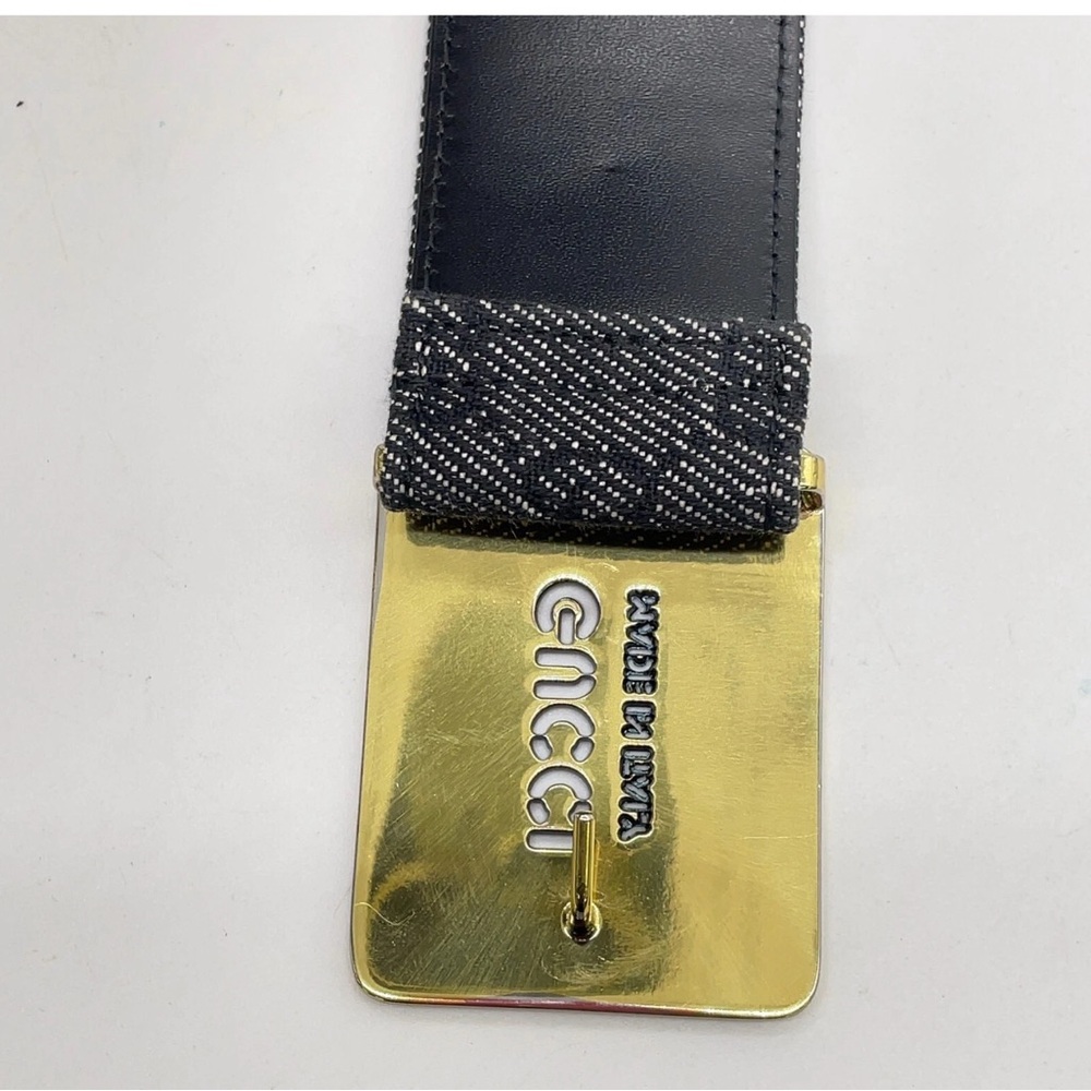 Auth GUCCI GG canvas denim 90745.1766.80.32 Belt W/Bag Gucci Black Leather Belt - Picture 11 of 13